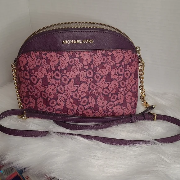 Michael Kors Pink and Purple Crossbody Bag with Silver Chain With Wallet - Picture 3 of 10